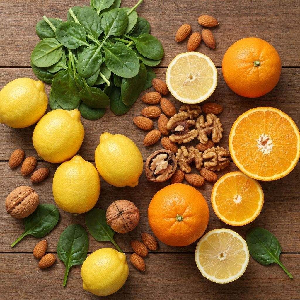 Natürliche Vitaminquellen auf Holztisch